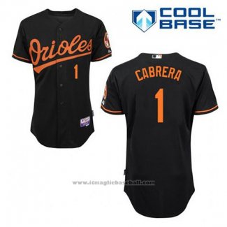 Maglia Baseball Uomo Baltimore Orioles 1 Everth Cabrera Nero Alternato Cool Base