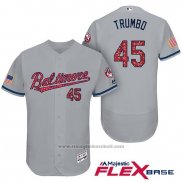 Maglia Baseball Uomo Baltimore Orioles 2017 Stelle E Strisce 45 Mark Trumbo Grigio Flex Base