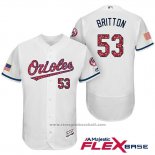 Maglia Baseball Uomo Baltimore Orioles 2017 Stelle E Strisce 53 Zach Britton Bianco Flex Base