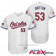 Maglia Baseball Uomo Baltimore Orioles 2017 Stelle E Strisce 53 Zach Britton Bianco Flex Base