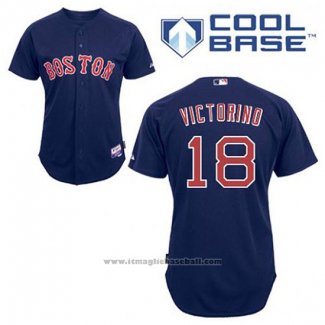 Maglia Baseball Uomo Boston Red Sox 18 Shane Victorino Blu Alternato Cool Base