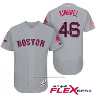 Maglia Baseball Uomo Boston Red Sox 2017 Stelle e Strisce 46 Craig Kimbrel Grigio Flex Base
