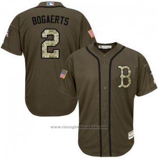 Maglia Baseball Uomo Boston Red Sox 2 Xander Bogaerts Verde Salute To Service