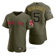 Maglia Baseball Uomo Boston Red Sox Enrique Hernandez Camouflage Digitale Verde 2021 Salute To Service