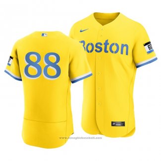 Maglia Baseball Uomo Boston Red Sox Michael Gettys 2021 City Connect Autentico Or