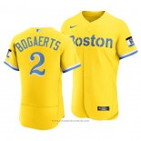 Maglia Baseball Uomo Boston Red Sox Xander Bogaerts 2021 City Connect Autentico Or