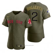 Maglia Baseball Uomo Boston Red Sox Xander Bogaerts Camouflage Digitale Verde 2021 Salute To Service