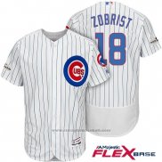 Maglia Baseball Uomo Chicago Cubs 2017 Postseason 18 Ben Zobrist Bianco Flex Base