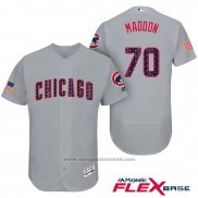 Maglia Baseball Uomo Chicago Cubs 2017 Stelle e Strisce Cubs 70 Joe Maddon Grigio Flex Base
