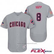 Maglia Baseball Uomo Chicago Cubs 2017 Stelle e Strisce Cubs 8 Ian Happ Grigio Flex Base