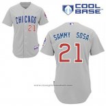 Maglia Baseball Uomo Chicago Cubs 21 Sammy Sosa Grigio Cool Base