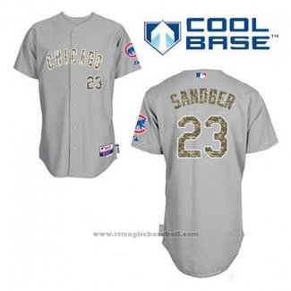 Maglia Baseball Uomo Chicago Cubs 23 Ryne Sandberg Grigio Usmc Cool Base