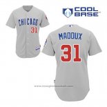 Maglia Baseball Uomo Chicago Cubs 31 Greg Maddux Grigio Cool Base