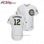 Maglia Baseball Uomo Chicago Cubs Kyle Schwarber 2018 Memorial Day Flex Base Bianco