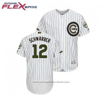 Maglia Baseball Uomo Chicago Cubs Kyle Schwarber 2018 Memorial Day Flex Base Bianco