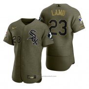 Maglia Baseball Uomo Chicago White Sox Jake Lamb Camouflage Digitale Verde 2021 Salute To Service