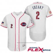 Maglia Baseball Uomo Cincinnati Reds 2017 Stelle E Strisce 2 Zack Cozart Bianco Flex Base