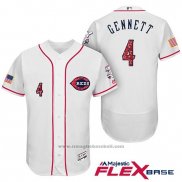 Maglia Baseball Uomo Cincinnati Reds 2017 Stelle E Strisce 4 Scooter Gennett Bianco Flex Base