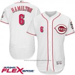 Maglia Baseball Uomo Cincinnati Reds 6 Billy Hamilton 6 Bianco Flex Base Autentico Collection Giocatore