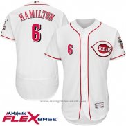 Maglia Baseball Uomo Cincinnati Reds 6 Billy Hamilton 6 Bianco Flex Base Autentico Collection Giocatore