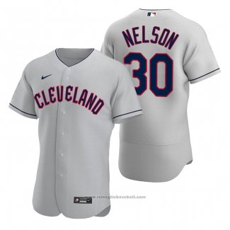 Maglia Baseball Uomo Cleveland Guardians Kyle Nelson Autentico Road Grigio