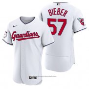 Maglia Baseball Uomo Cleveland Guardians Shane Bieber Autentico Home Bianco