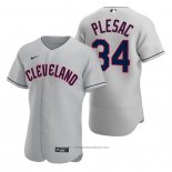 Maglia Baseball Uomo Cleveland Guardians Zach Plesac Autentico Road Grigio