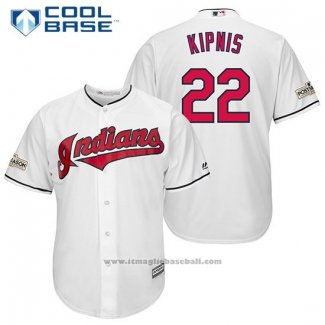 Maglia Baseball Uomo Cleveland Indians 2017 Postseason 22 Jason Kipnis Bianco Cool Base