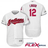 Maglia Baseball Uomo Cleveland Indians 2017 Postseason Francisco Lindor Bianco Flex Base