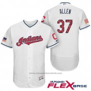 Maglia Baseball Uomo Cleveland Indians 2017 Stelle e Strisce Cody Allen Bianco Flex Base