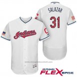 Maglia Baseball Uomo Cleveland Indians 2017 Stelle e Strisce Danny Salazar Bianco Flex Base