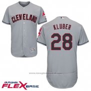 Maglia Baseball Uomo Cleveland Indians 28 Corey Kluber Grigio Flex Base