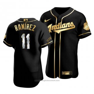 Maglia Baseball Uomo Cleveland Indians Jose Ramirez Golden Edition Autentico Nero