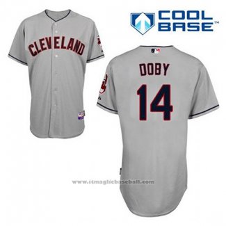 Maglia Baseball Uomo Cleveland Indians Larry Doby 14 Grigio Cool Base