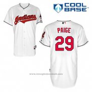 Maglia Baseball Uomo Cleveland Indians Satchel Paige 29 Bianco Home Cool Base