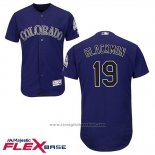 Maglia Baseball Uomo Colorado Rockies 19 Charlie Blackmon Viola Flex Base