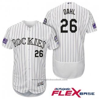 Maglia Baseball Uomo Colorado Rockies David Dahl 26 Bianco Autentico Collection Flex Base