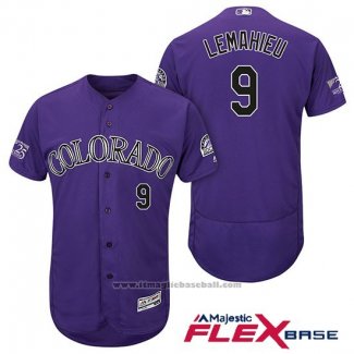 Maglia Baseball Uomo Colorado Rockies Dj Lemahieu 9 Viola Autentico Collection Flex Base