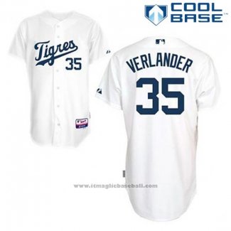 Maglia Baseball Uomo Detroit Tigers Justin Verlander 35 Bianco Los Tigres Cool Base