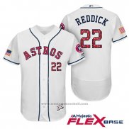 Maglia Baseball Uomo Houston Astros 2017 Stelle e Strisce Josh Reddick Bianco Flex Base