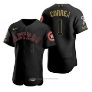 Maglia Baseball Uomo Houston Astros Carlos Correa Nero 2021 Salute To Service