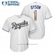 Maglia Baseball Uomo Kansas City Royals 1 Jarrod Dyson Bianco 2017 Cool Base