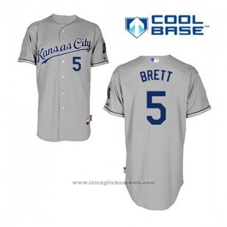 Maglia Baseball Uomo Kansas City Royals George Brett 5 Grigio Cool Base