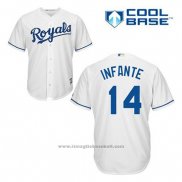 Maglia Baseball Uomo Kansas City Royals Omar Infante 14 Bianco Home Cool Base