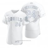 Maglia Baseball Uomo Los Angeles Angels Rickey Henderson Award Collection Hall Of Fame Bianco