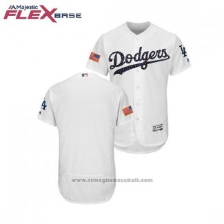 Maglia Baseball Uomo Los Angeles Dodgers 2018 Stars & Stripes Flex Base Bianco