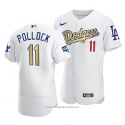 Maglia Baseball Uomo Los Angeles Dodgers A.j. Pollock 2021 Gold Program Patch Autentico Bianco