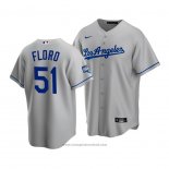 Maglia Baseball Uomo Los Angeles Dodgers Dylan Floro 2020 Replica Road Grigio