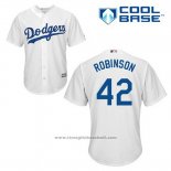 Maglia Baseball Uomo Los Angeles Dodgers Jackie Robinson 42 Bianco Home Cool Base