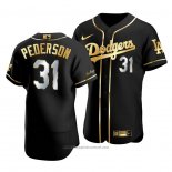 Maglia Baseball Uomo Los Angeles Dodgers Joc Pederson Golden Edition Autentico Nero